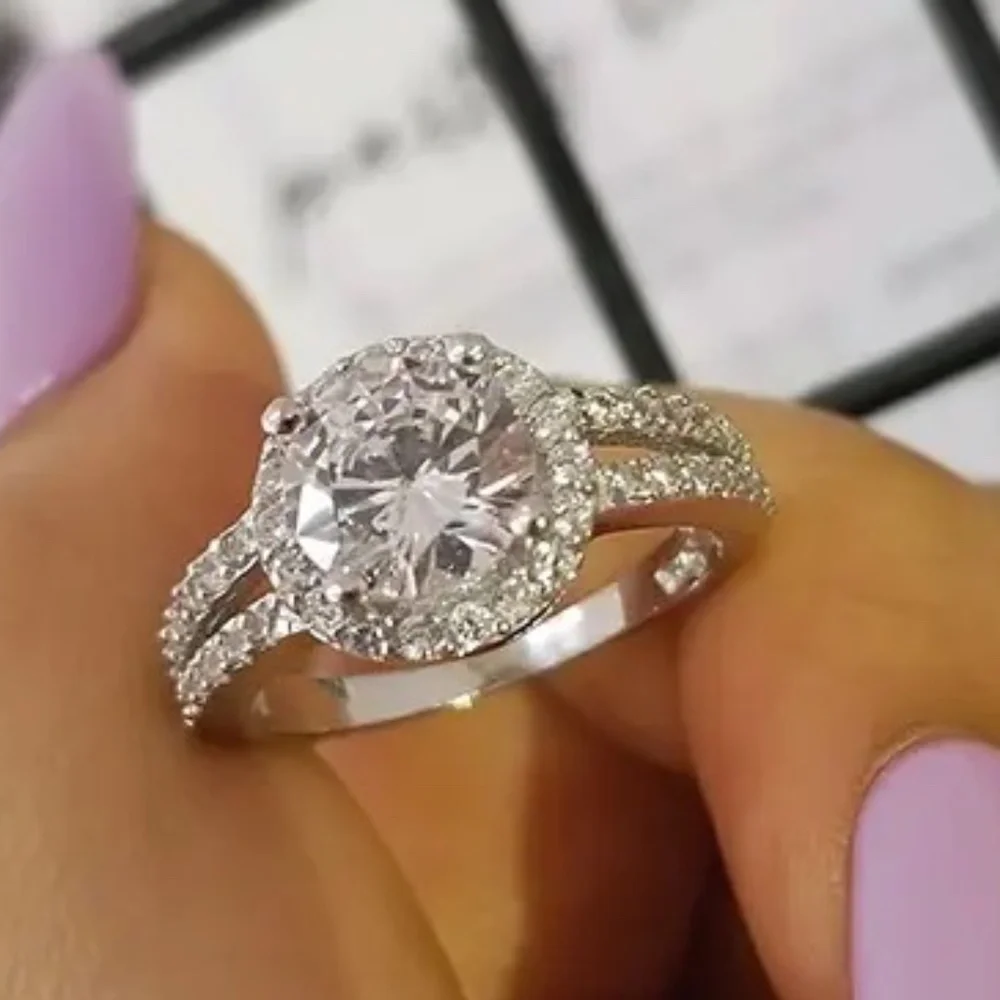💎 New Simulated Diamond 925 Sterling Silver Round Cut Wedding Engagement ring
